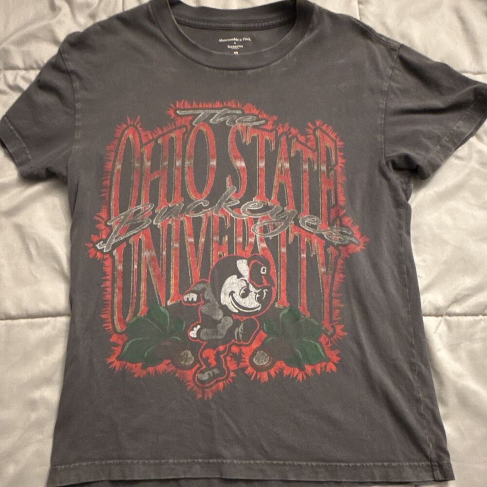 Abercrombie & Fitch Vintage Ohio State Buckeyes Graphic Shirt T-Shirt XS Gray